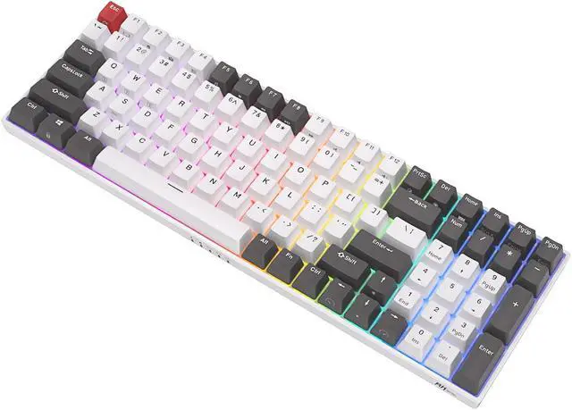 Alt view image 6 of 7 - RK ROYAL KLUDGE RK100 2.4G Wireless/Bluetooth/Wired RGB Mechanical Keyboard 100 Keys Hot-swappable Russian Gaming Keyboard Gamer Red Switch White