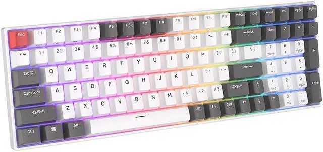 Alt view image 5 of 7 - RK ROYAL KLUDGE RK100 2.4G Wireless/Bluetooth/Wired RGB Mechanical Keyboard 100 Keys Hot-swappable Russian Gaming Keyboard Gamer Red Switch White
