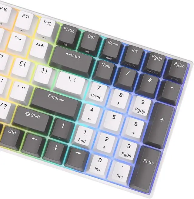 Alt view image 7 of 7 - RK ROYAL KLUDGE RK100 2.4G Wireless/Bluetooth/Wired RGB Mechanical Keyboard 100 Keys Hot-swappable Russian Gaming Keyboard Gamer Red Switch White