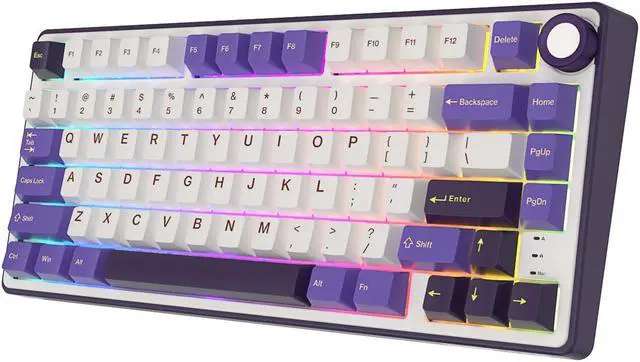 Main image of RK ROYAL KLUDGE R75 Mechanical Keyboard Wired with Volumn Knob 75% TKL Custom Gaming Keyboard Gasket Mount RGB Backlit with Software MDA Profile Hot Swappable PBT Keycaps Keyboard Purple