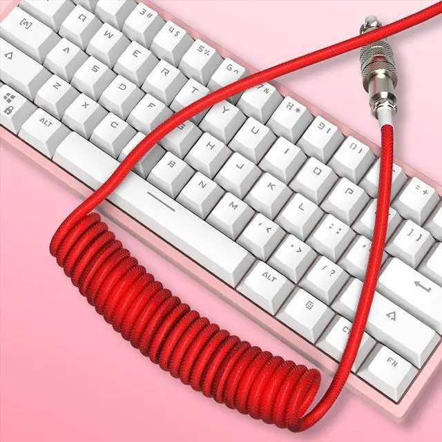 Alt view image 7 of 7 - RK Royal Kludge Custom Make Single Sleeved Pet Mechanical Keyboard Coiled USB Blue