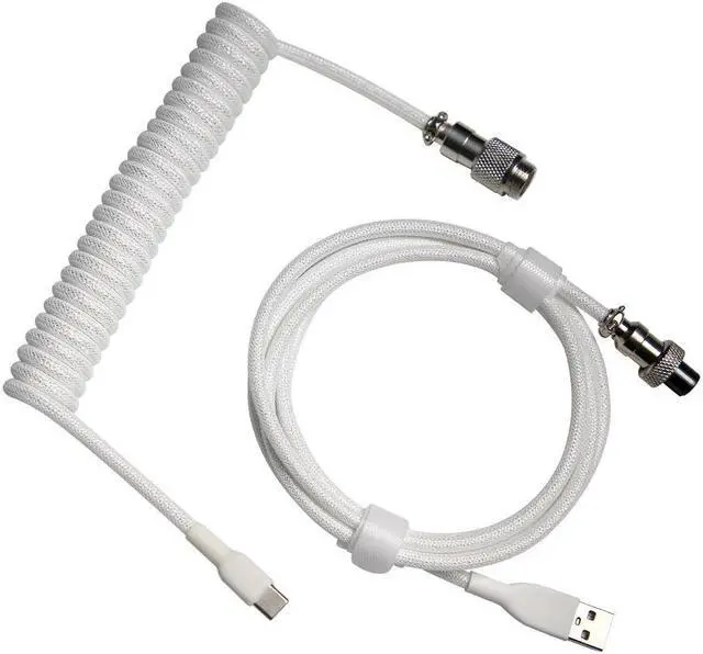 Main image of RK Royal Kludge Custom Make Single Sleeved Pet Mechanical Keyboard Coiled USB White