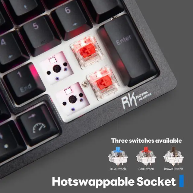 Alt view image 4 of 7 - RK ROYAL KLUDGE RK98 Wireless Mechanical Keyboard Triple Mode 2.4G/BT5.1/USB-C 100 Keys Hot Swappable RGB Backlit 3750mAh Battery Gaming Keyboard Ergonomic Design