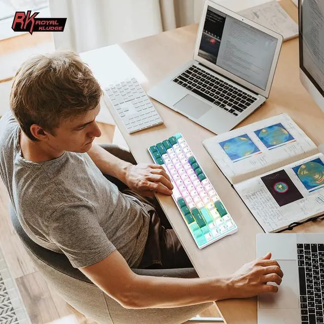 Alt view image 7 of 7 - RK ROYAL KLUDGE RK71 Mechanical Gaming Keyboard - 70% Layout Compact Small Keyboard, Hot-Swappable Custom Keyboard,2.4G/Bluetooth5.0/USB-C Wired Keyboard, Programmable Macro, RGB Backlit TKL Keyboard