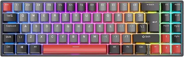 Alt view image 2 of 7 - RK ROYAL KLUDGE RK71 Mechanical Gaming Keyboard 70% Layout Compact Small Keyboard Hot-Swappable Custom Keyboard 2.4G/Bluetooth5.0/USB-C Wired Keyboard Programmable Macro RGB Backlit Keyboard
