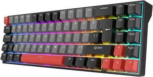 Alt view image 3 of 7 - RK ROYAL KLUDGE RK71 Mechanical Gaming Keyboard 70% Layout Compact Small Keyboard Hot-Swappable Custom Keyboard 2.4G/Bluetooth5.0/USB-C Wired Keyboard Programmable Macro RGB Backlit Keyboard
