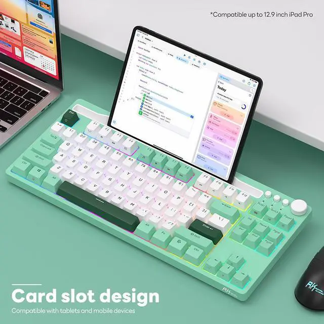 Alt view image 2 of 7 - RK Royal Kludge H87 Wireless Mechanical Keyboard Hot-wappable Tri-Mode 2.4G/USB-C/Bluetooth 87 keys RGB Backlit Garmer Keyboard