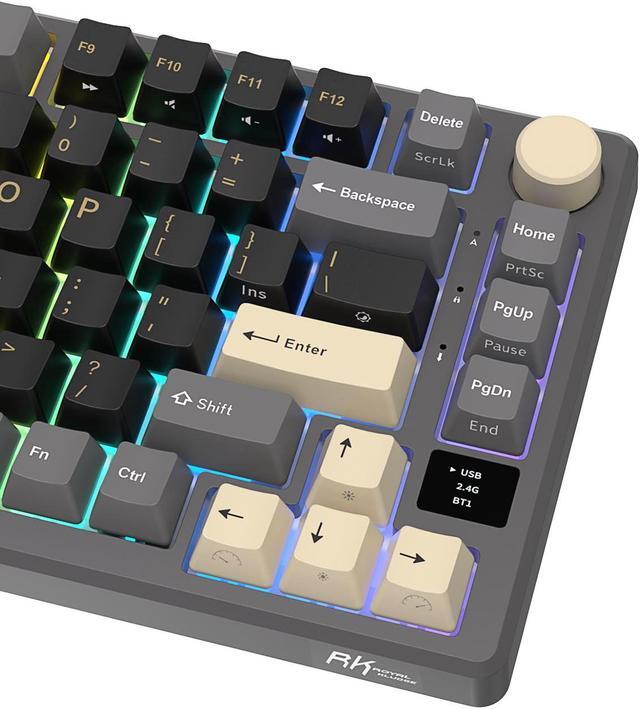 Alt view image 6 of 7 - RK ROYAL KLUDGE M75 2.4G Wireless/Bluetooth/USB-C Mechanical Keyboard 81Keys RGB Hot-Swappable Gasket Gamer Keyboard with Screen Black