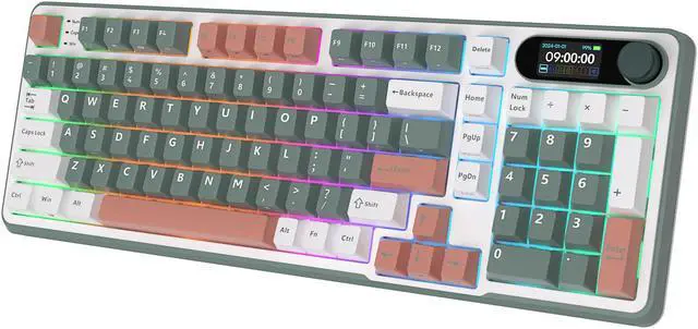 Main image of RK ROYAL KLUDGE S98 Mechanical Keyboard Smart Display & Knob Top Mount 96% Wireless Mechanical Keyboard BT/2.4G/USB-C Hot Swappable Software Support Creamy Sounding 98 Keys