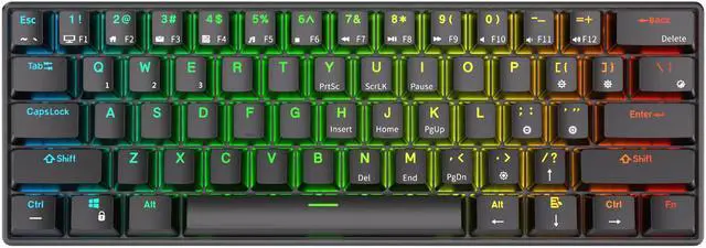 Alt view image 2 of 6 - RK ROYAL KLUDGE RK61 Tri-mode BT5.0/2.4G/USB Mechanical Keyboard 60% 61 Keys RGB Hot-swappable Bluetooth Wireless Gamer Keyboard Red Switch Black