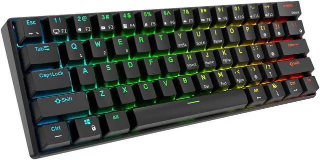 Alt view image 5 of 6 - RK ROYAL KLUDGE RK61 Tri-mode BT5.0/2.4G/USB Mechanical Keyboard 60% 61 Keys RGB Hot-swappable Bluetooth Wireless Gamer Keyboard Red Switch Black