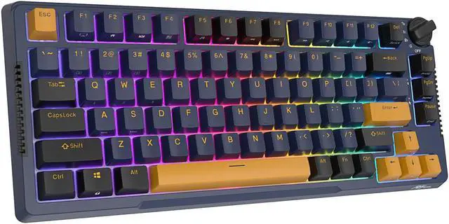RK ROYAL KLUDGE H81 Wireless Mechanical Keyboard, 75% Knob Control Triple Mode BT5.1/2.4Ghz/USB-C Gaming Keyboard Gasket Mount with RGB Backlit 3750mA RK ROYAL KLUDGE H81 Hot Swappable Mechanical Keyboard Triple Mode