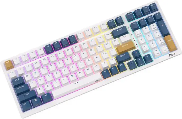 Alt view image 3 of 6 - RK Royal Kludge RK98 2.4G Wireless Gaming Mechanical Keyboard 100 Keys RGB Backlight Hot-swappable Bluetooth Russian Keyboard Red Switch White
