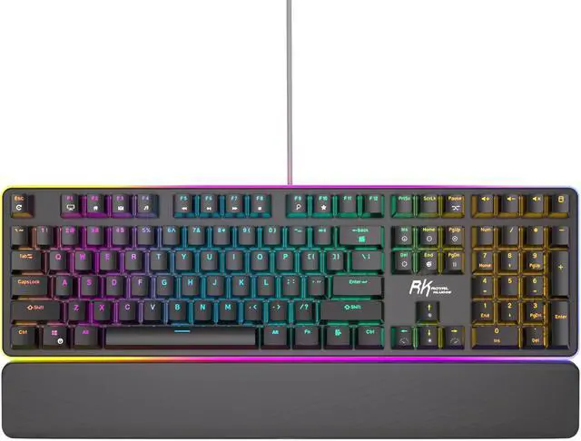 Alt view image 2 of 7 - RK ROYAL KLUDGE RK918 Wired Mechanical Keyboard 108 Keys 100% RGB Backlit Gaming Keyboard with Large LED Sorrounding Side Lamp and Palm Rest Brown Switch Black