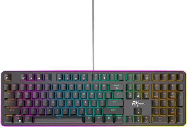Alt view image 5 of 7 - RK ROYAL KLUDGE RK918 Wired Mechanical Keyboard 108 Keys 100% RGB Backlit Gaming Keyboard with Large LED Sorrounding Side Lamp and Palm Rest Brown Switch Black