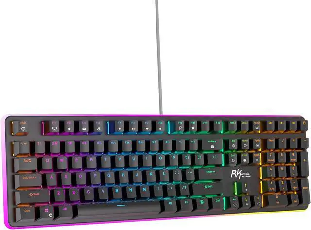 Alt view image 6 of 7 - RK ROYAL KLUDGE RK918 Wired Mechanical Keyboard 108 Keys 100% RGB Backlit Gaming Keyboard with Large LED Sorrounding Side Lamp and Palm Rest Brown Switch Black