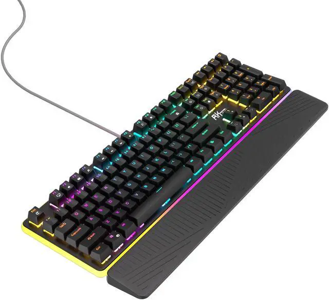 Alt view image 3 of 7 - RK ROYAL KLUDGE RK918 Wired Mechanical Keyboard 108 Keys 100% RGB Backlit Gaming Keyboard with Large LED Sorrounding Side Lamp and Palm Rest Brown Switch Black