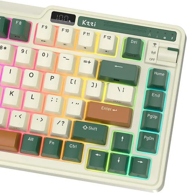 Alt view image 3 of 7 - RK ROYAL KLUDGE KZZI K75 PRO RGB 75% Wireless Gasket Mechanical Keyboard Triple Mode BT 5.0/2.4G/USB-C 82 Keys Hot Swappable Gaming Keyboard Knob Power Display Custom Linear Switches