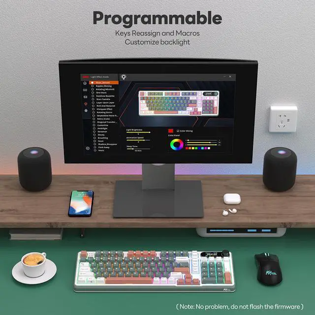 Alt view image 3 of 7 - RK ROYAL KLUDGE S98 Mechanical Keyboard Smart Display & Knob Top Mount 96% Wireless Mechanical Keyboard BT/2.4G/USB-C Hot Swappable Software Support Creamy Sounding 98 Keys