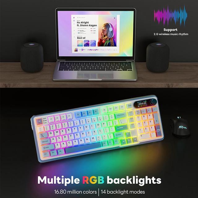 Alt view image 7 of 7 - RK ROYAL KLUDGE RKS98 Mechanical Keyboard w/Smart Display & Knob, Top Mount 96% Wireless Mechanical Keyboard BT/2.4G/USB-C, Hot Swappable, Software Support, Massive Battery, 98 Keys