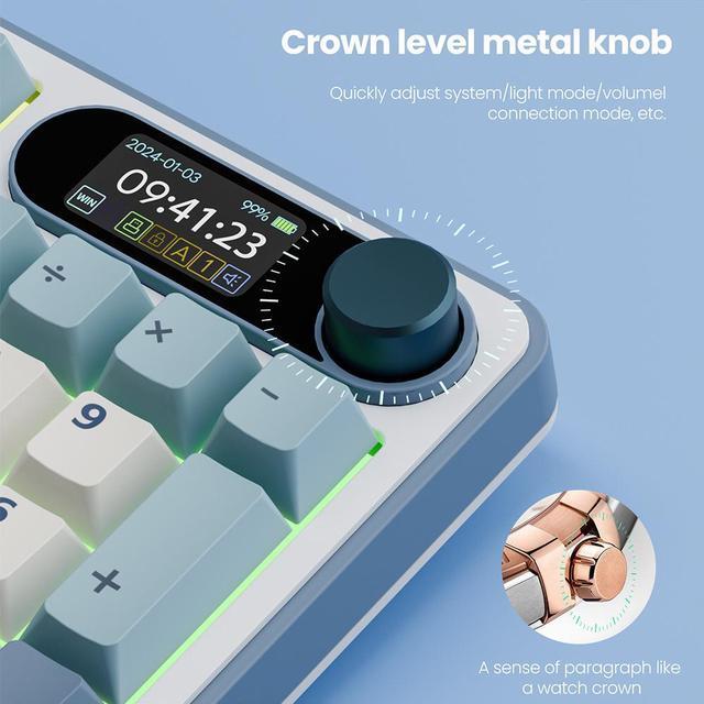 Alt view image 5 of 7 - RK ROYAL KLUDGE RKS98 Mechanical Keyboard w/Smart Display & Knob, Top Mount 96% Wireless Mechanical Keyboard BT/2.4G/USB-C, Hot Swappable, Software Support, Massive Battery, 98 Keys