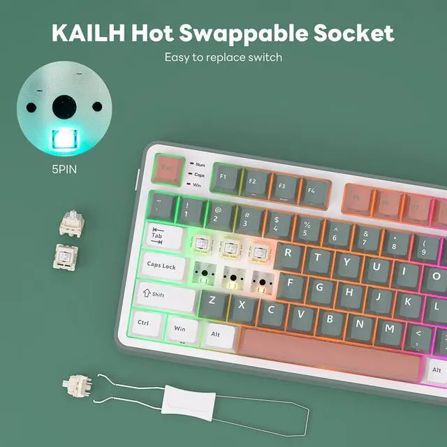Alt view image 5 of 7 - RK ROYAL KLUDGE S98 Mechanical Keyboard w/Smart Display & Knob, Top Mount 96% Wireless Mechanical Keyboard BT/2.4G/USB-C, Hot Swappable, Software Support, Massive Battery, 98 Keys RK Blue