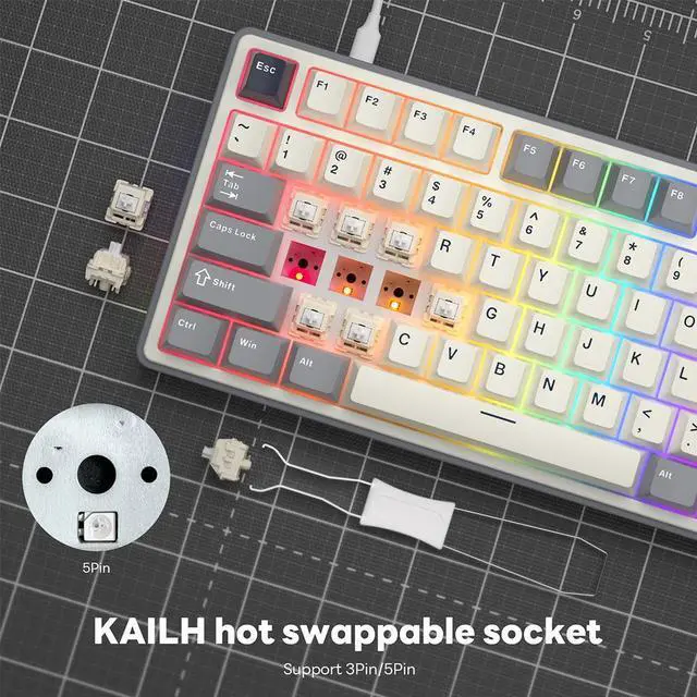Alt view image 6 of 7 - RK ROYAL KLUDGE R87 Pro Wired Gaming Keyboard Gasket Mechanical Keyboard RGB Hot Swappable Knob Backlit Gaming Keyboard 88 Keys TKL Gasket Mounted Custom Keyboard with QMK/VIA Brown Switch