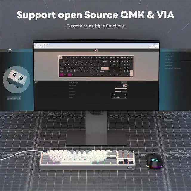 Alt view image 4 of 7 - RK ROYAL KLUDGE R87 Pro Wired Gaming Keyboard Gasket Mechanical Keyboard RGB Hot Swappable Knob Backlit Gaming Keyboard 88 Keys TKL Gasket Mounted Custom Keyboard with QMK/VIA Brown Switch