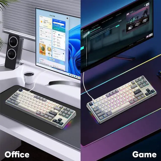 Alt view image 7 of 7 - RK ROYAL KLUDGE R87 Pro Wired Gaming Keyboard Gasket Mechanical Keyboard RGB Hot Swappable Knob Backlit Gaming Keyboard 88 Keys TKL Gasket Mounted Custom Keyboard with QMK/VIA Brown Switch