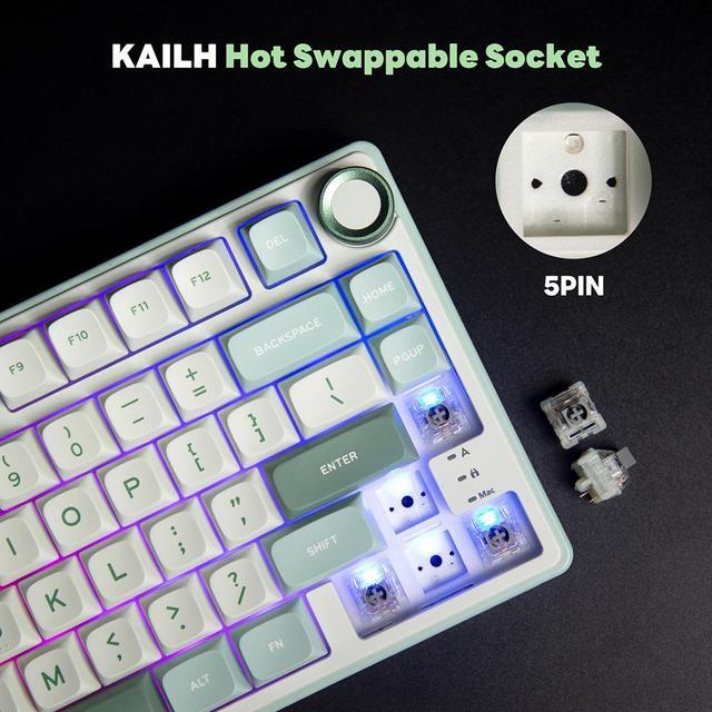 Alt view image 3 of 7 - RK ROYAL KLUDGE R75 Mechanical Keyboard Wired with Volumn Knob 75% TKL Custom Gaming Keyboard Gasket Mount RGB Backlit with Software MDA Profile Hot Swappable Silver Switch PBT Keycaps
