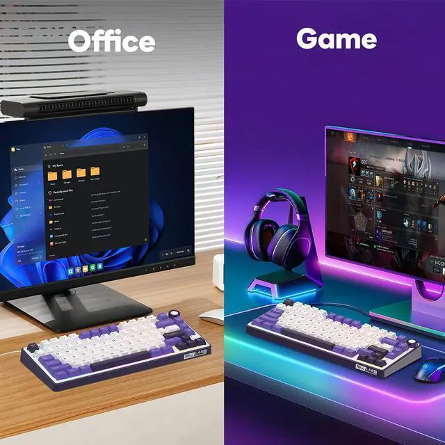 Alt view image 4 of 7 - RK ROYAL KLUDGE R75 Mechanical Keyboard Wired with Volumn Knob 75% TKL Custom Gaming Keyboard Gasket Mount RGB Backlit with Software MDA Profile Hot Swappable PBT Keycaps Keyboard Purple