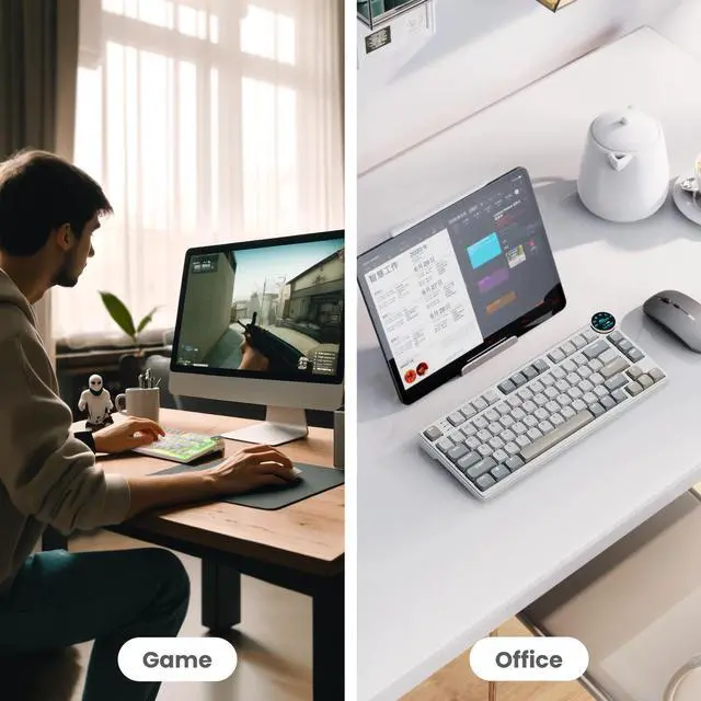 Alt view image 6 of 7 - RK ROYAL KLUDGE N80 Low Profile Mechanical Keyboard w/Smart Display Screen & Knob, 75% Top Mount 3-Modes Wireless Mechanical Keyboard, Software Support, Massive Battery, 80 Keys