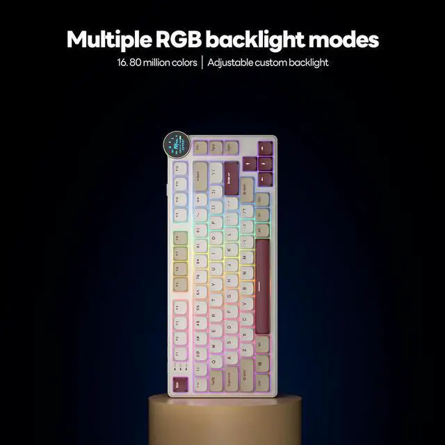 Alt view image 5 of 7 - RK ROYAL KLUDGE N80 Low Profile Mechanical Keyboard w/Smart Display Screen & Knob, 75% Top Mount 3-Modes Wireless Mechanical Keyboard, Software Support, Massive Battery, 80 Keys, Quiet Red Switch