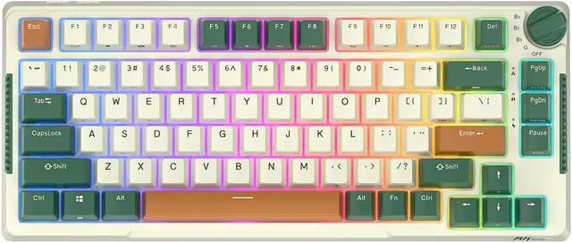 Main image of RK ROYAL KLUDGE H81 Hot Swappable Mechanical Keyboard Triple Mode 2.4G Bluetooth USB-C Knob Control Wireless Gaming Keyboard Gasket Mounted with RGB Backlit SkyCyan Switch 75% Layout 81 Keys Green