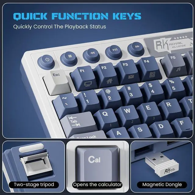 Alt view image 3 of 7 - RK ROYAL KLUDGE M87 Wireless Gaming Keyboard, 2.4Ghz/Bluetooth/USB-C Gasket Mechanical Keyboard with 7500mAh Battery, LCD Smart Display & Dual Knob, RGB Hot Swappable Cream Switch