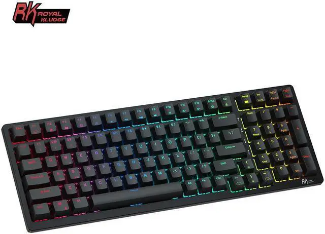 Alt view image 2 of 7 - RK Royal Kludge RK98 2.4G Wireless Gaming Mechanical Keyboard 100 Keys RGB Backlight Hot-swappable Bluetooth Russian Keyboard Blue Switch Black