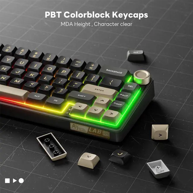 Alt view image 2 of 7 - RK Royal Kludge R66 66 Keys Wired Gaming Keyboard Gasket Hot-Swapple Mechanical Keyboard PBT Keycaps RGB Custom Keyboard with Volume Knob & Indicator Lights for PC Mac