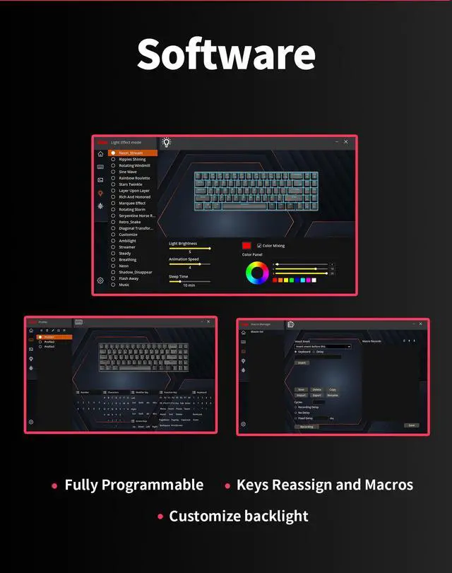 Alt view image 6 of 7 - RK ROYAL KLUDGE RK61 Mini Gaming Keyboard Hot Swappable Mechanical  Keyboard Portable 61 Keys RGB Wired/Wireless Keyboard Custom Keybaord for Computer Brown Switch White