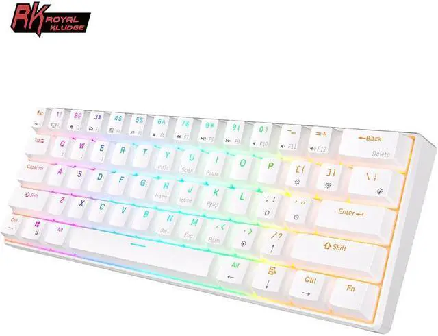 Main image of RK ROYAL KLUDGE RK61 Mini Gaming Keyboard Hot Swappable Mechanical  Keyboard Portable 61 Keys RGB Wired/Wireless Keyboard Custom Keybaord for Computer Brown Switch White