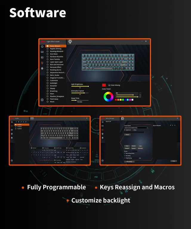 Alt view image 6 of 7 - RK ROYAL KLUDGE RK84 Wireless RGB 75% Triple Mode BT5.0/2.4G/USB-C Hot Swappable Mechanical Keyboard, 84 Keys Wireless Gaming Keyboard w/High-Capacity Battery, Blue Switch