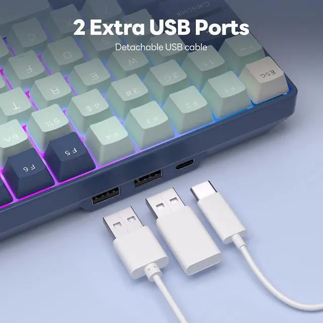 Alt view image 5 of 7 - RK ROYAL KLUDGE RK96 Wireless Bluetooth Mechanical Keyboard 96 Keys RGB Tri-Mode BT5.0/2.4G/USB Hot-swappable Gamer Keyboard Red Switch Black