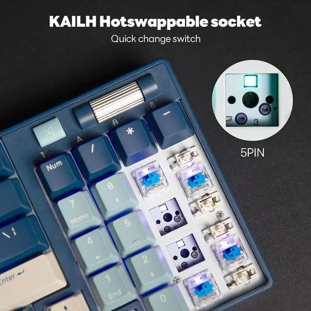 Alt view image 5 of 7 - RK ROYAL KLUDGE RK96 RGB Limited Ed 90% 96 Keys Wireless Triple Mode BT5.0/2.4G/USB-C Hot Swappable Mechanical Keyboard with Wrist Rest Software Support & Massive Battery
