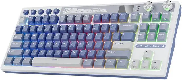 Main image of RK ROYAL KLUDGE M87 Wireless Gaming Keyboard, 2.4Ghz/Bluetooth/USB-C Gasket Mechanical Keyboard with 7500mAh Battery, LCD Smart Display & Dual Knob, RGB Hot Swappable Cream Switch