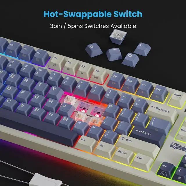 Alt view image 4 of 7 - RK ROYAL KLUDGE S85 Wireless Mechanical Keyboard, TKL Keyboard with Display & Knob, Hot-Swappable Custom Programmable Macro Keyboard with Tactile Beige Switch, 7200mAh Battery, 85 Keys