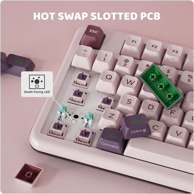 Alt view image 6 of 7 - RK ROYAL KLUDGE KZZI Z98 Creamy Keyboard, 94 Keys Wireless Mechanical Keyboard with Smart Display & Knob, Bluetooth 5.0/2.4GHz/USB-C Wireless Keyboard with Hot-Swappable Custom Switch