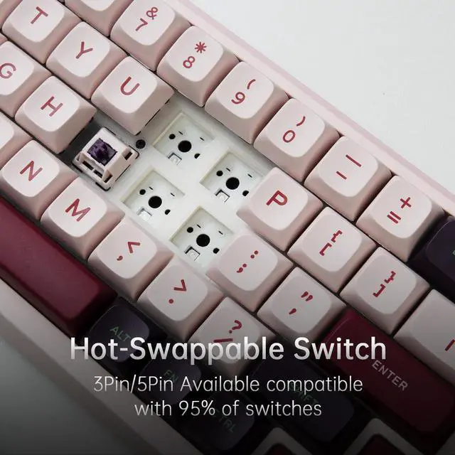 Alt view image 4 of 6 - RK ROYAL KLUDGE K68 Pro Gaming Keyboard, Layout Compact Wireless Mechanical Keyboard, Gasket Hot Swappable Custom BT 5.0/2.4G/USB-C Office Keyboard for Windows Mac Linear Switch