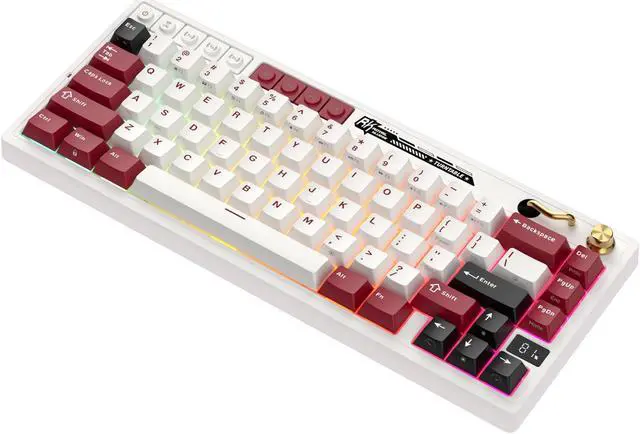 Alt view image 4 of 7 - RK ROYAL KLUDGE M65 Wireless RGB Mechanical Keyboard with Volume Knob Tri-Mode 2.4G/USB-C/BT Gasket Mounted 60% Gaming Keyboard with 66Keys PBT Keycaps QMK/VIA Hot Swappable Cream Switch