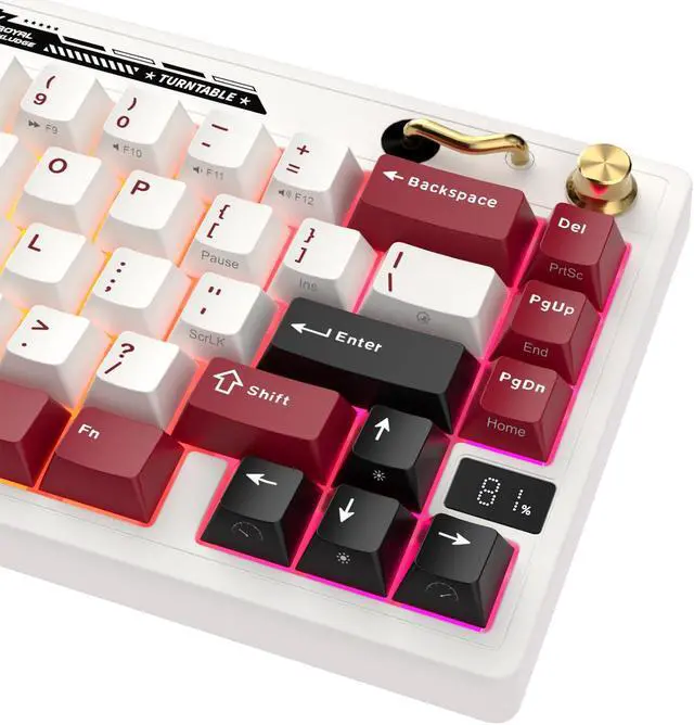 Alt view image 5 of 7 - RK ROYAL KLUDGE M65 Wireless RGB Mechanical Keyboard with Volume Knob Tri-Mode 2.4G/USB-C/BT Gasket Mounted 60% Gaming Keyboard with 66Keys PBT Keycaps QMK/VIA Hot Swappable Cream Switch