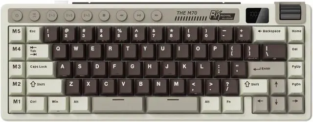 Alt view image 4 of 7 - RK ROYAL KLUDGE M70 Mocha Grey 73 Key Tri-Mode Wireless With TFT Screen Gasket Mechanical Keyboard Beige Switch