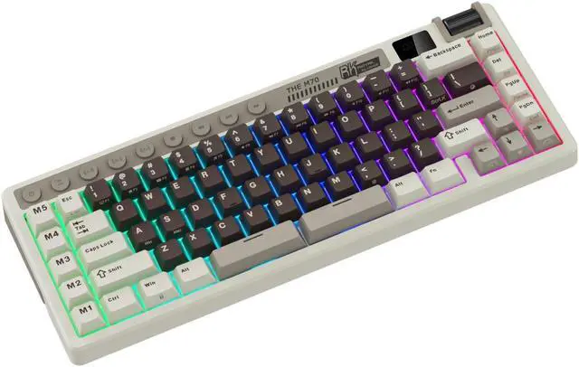 Alt view image 3 of 7 - RK ROYAL KLUDGE M70 Mocha Grey 73 Key Tri-Mode Wireless With TFT Screen Gasket Mechanical Keyboard Beige Switch